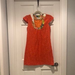 Trina Turk Orange Crochet Dress